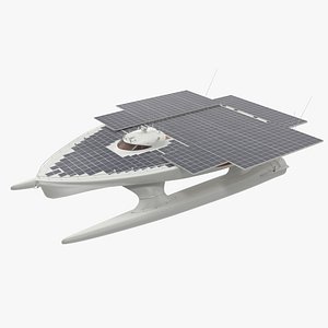 3D model Solar Powered Yacht Simple Interior Rigged for Cinema 4D