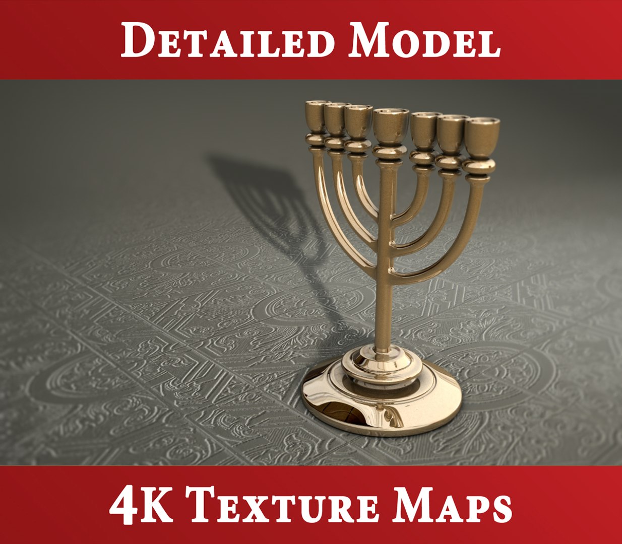 golden lampstand menorah 3d model