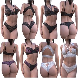4 in 1 Lingerie Pack 1 3D model