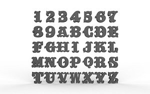 cool alphabet font 3D model 3D model