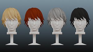 Male hair 4 colors 3D model