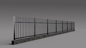 Low Poly Fence with 7 different Textures in used Iron model