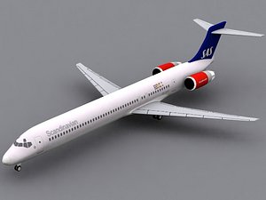 3d md-90 scandinavian airlines model
