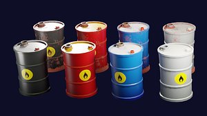 Stylized Low-poly Oil Barrel 3D model
