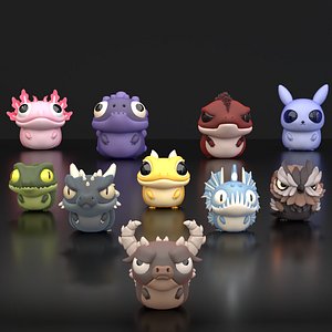 3D Fantasy Creature 3D Model Pack STL Obj Fbx Files
