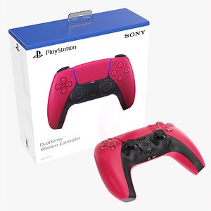 Sony Playstation 5 dualsense controller cosmic red with box 3D model