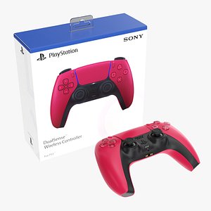 Sony Playstation 5 dualsense controller cosmic red with box 3D model