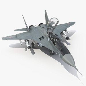 MiG 29 KUBR Russian Tandem Fighter Aircraft with Armament Rigged 3D model