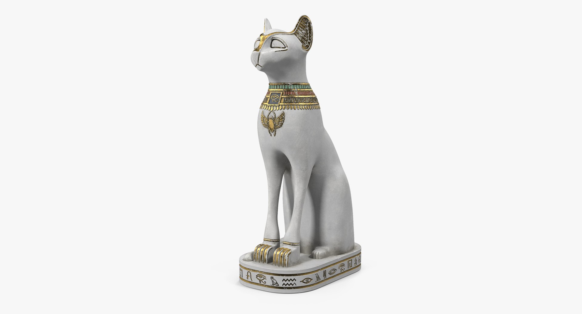 Ancient Egyptian Cat Statue White 3D Model preview