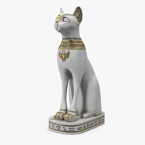3D ancient egyptian cat statue