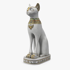 Ancient Egyptian Cat Statue White 3D Model