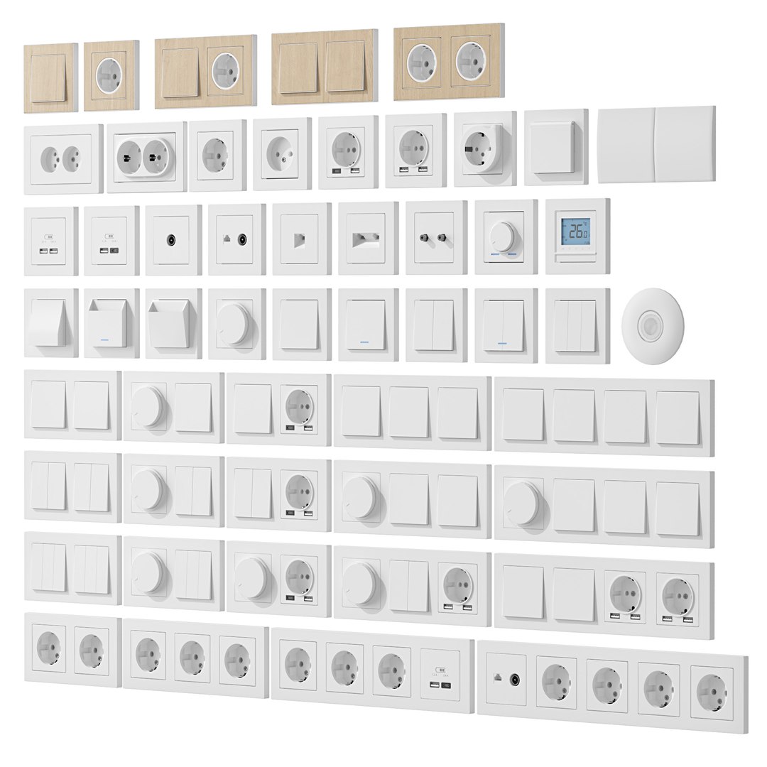 Sockets And Switches Schneider Electric AtlasDesign 3D Model ...