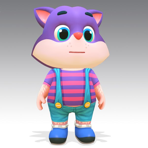 3D model cartoon cat animations rig