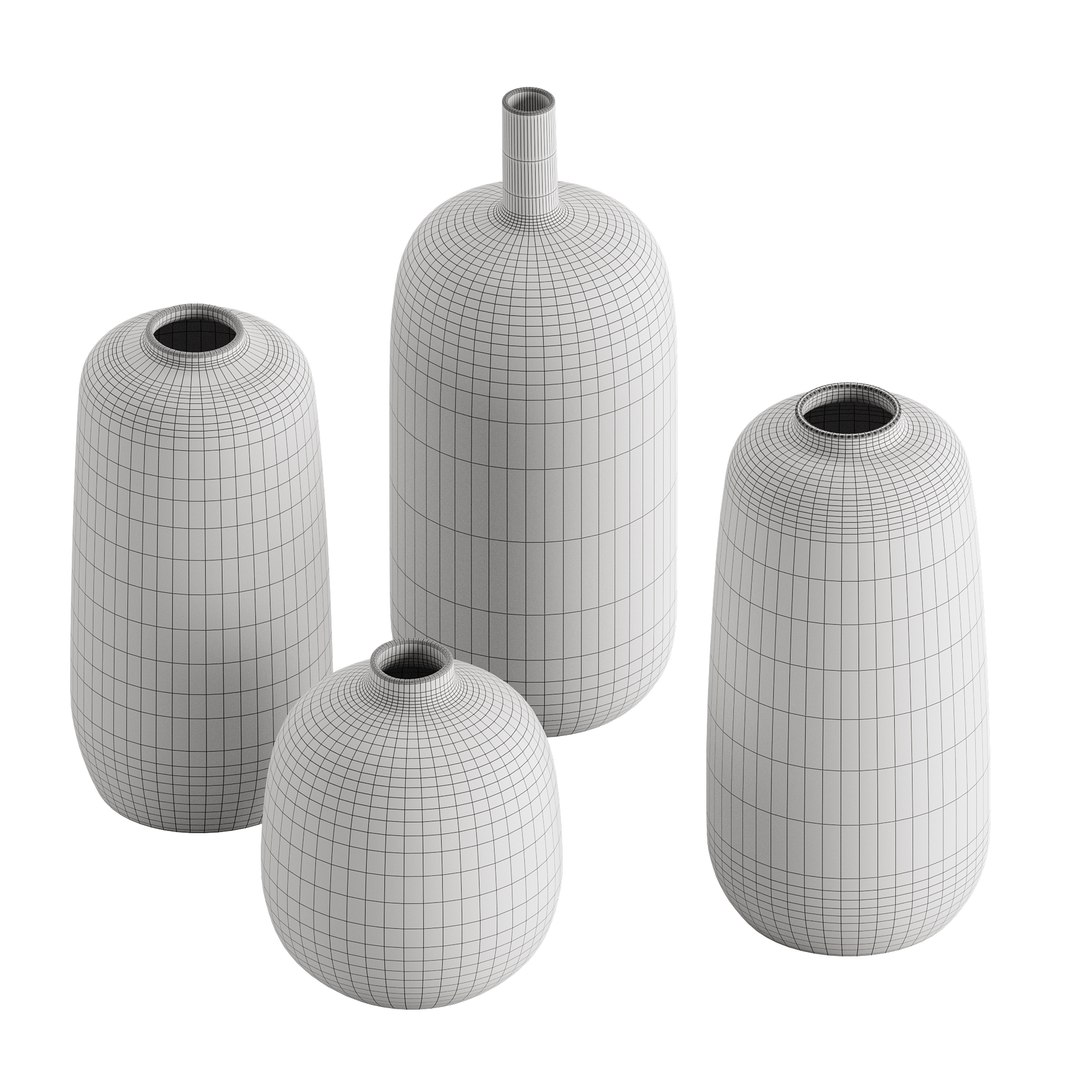 Set decorative ceramic vases 3D model - TurboSquid 2121755
