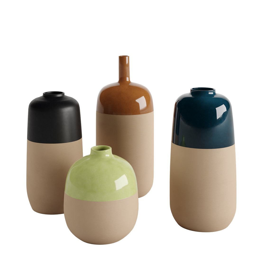 Set decorative ceramic vases 3D model - TurboSquid 2121755