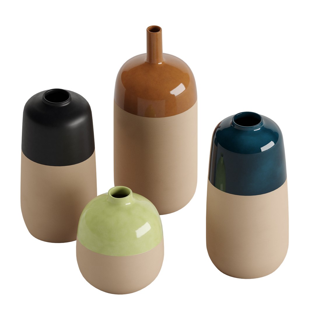 Set decorative ceramic vases 3D model - TurboSquid 2121755