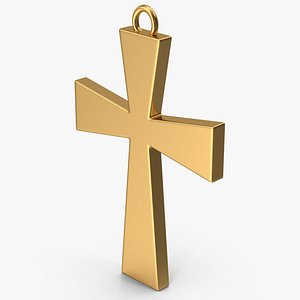 Gold Christian Cross 3D