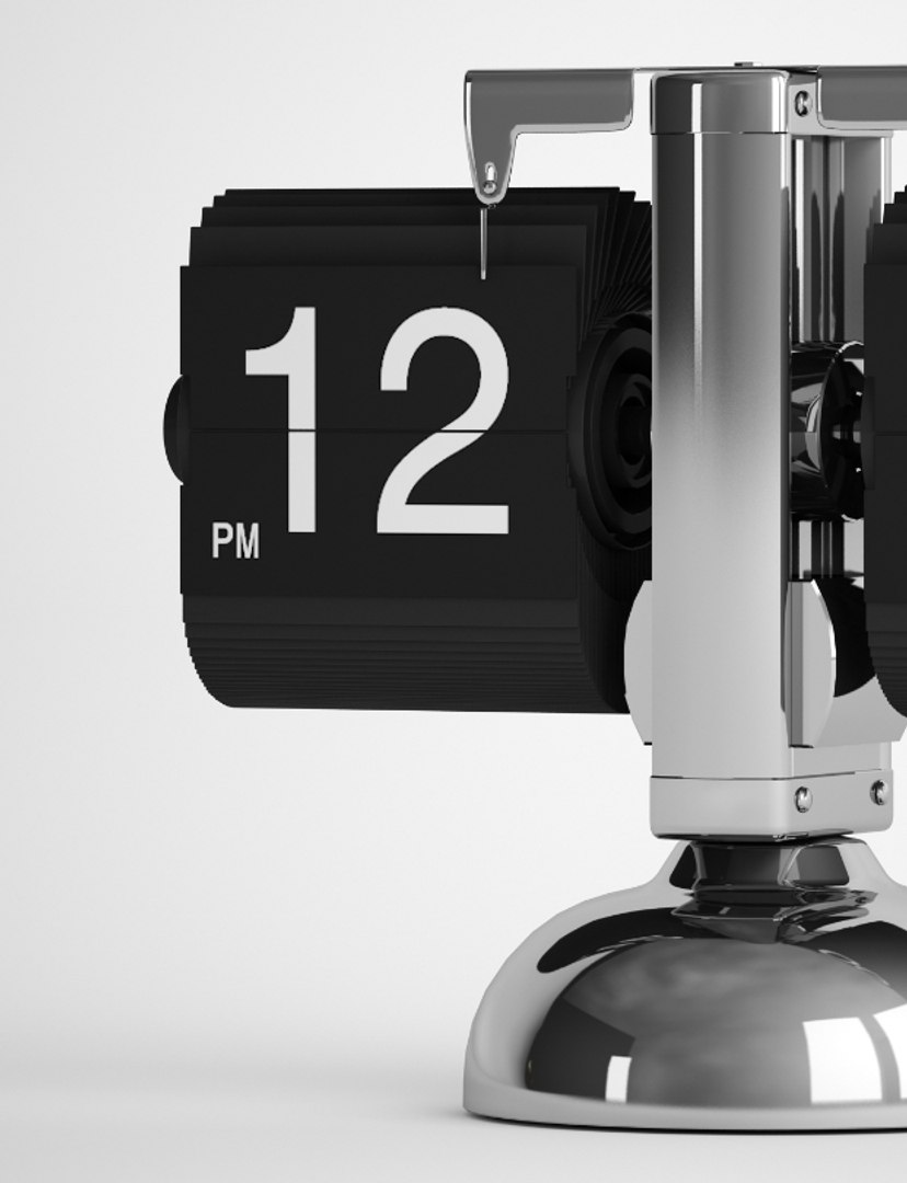 3D flip table clock https://p.turbosquid.com/ts-thumb/3j/bcCNXs/jVQGMjI6/romattiflipwatch2/jpg/1603981535/1920x1080/fit_q87/84c1aeaa745fa7e367ebc917b9dfe4ab168644a7/romattiflipwatch2.jpg