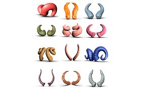 3D COLLECTION OF 3D MODELS OF HORNS 12 PCS - UNIQUE AND DETAILED