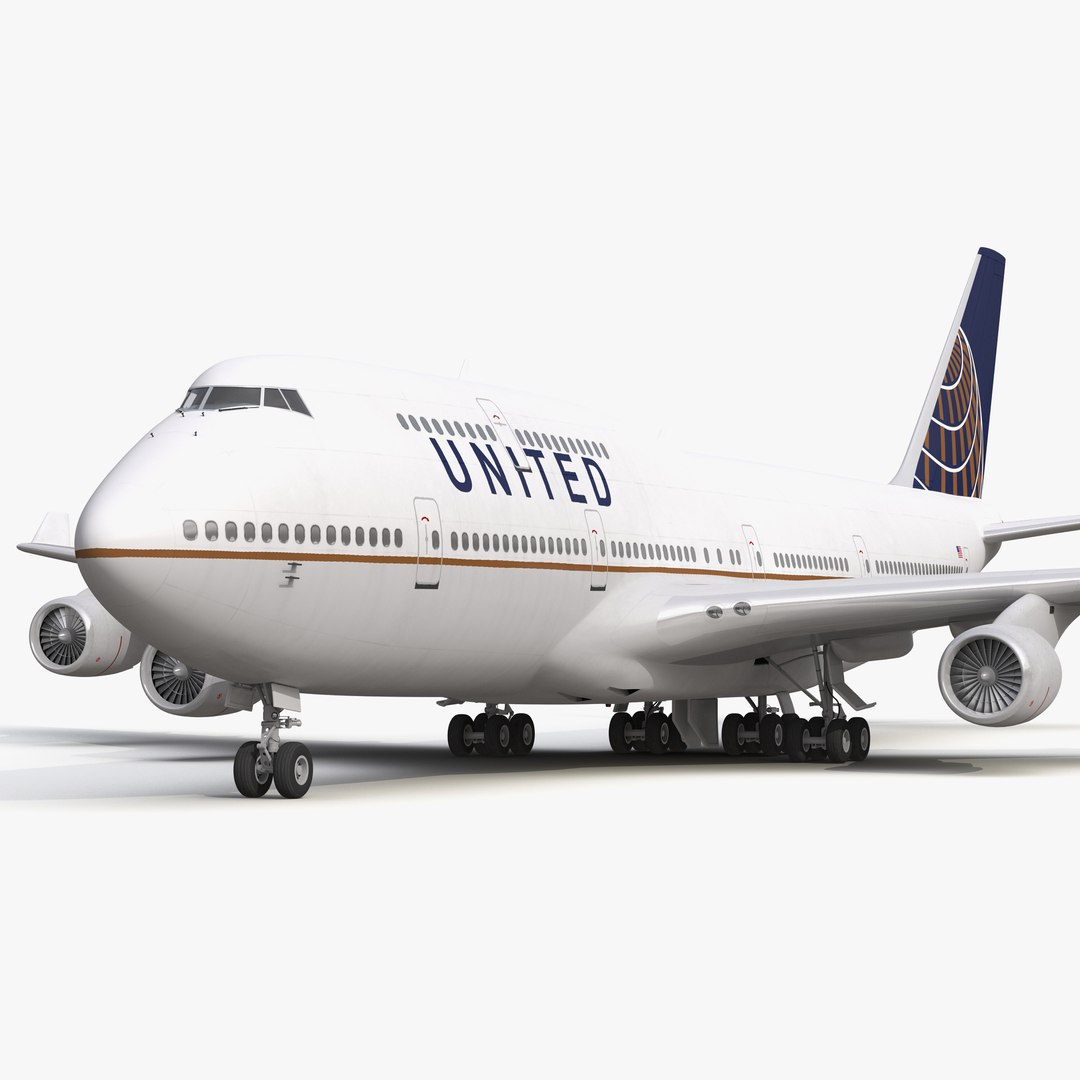 Boeing 747-400 United 3D model preview