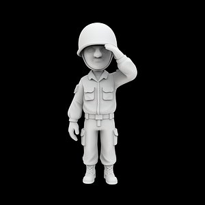 Soldier Cartoon Character 3D Print Model model