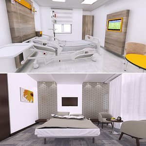 hospital hotel room 3D model