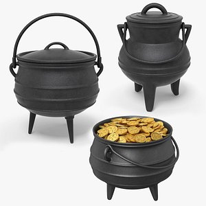 Iron pots collection 3D model