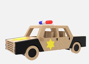3D wooden police car