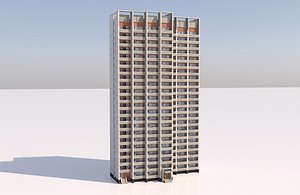 russian apartment panel building 3D