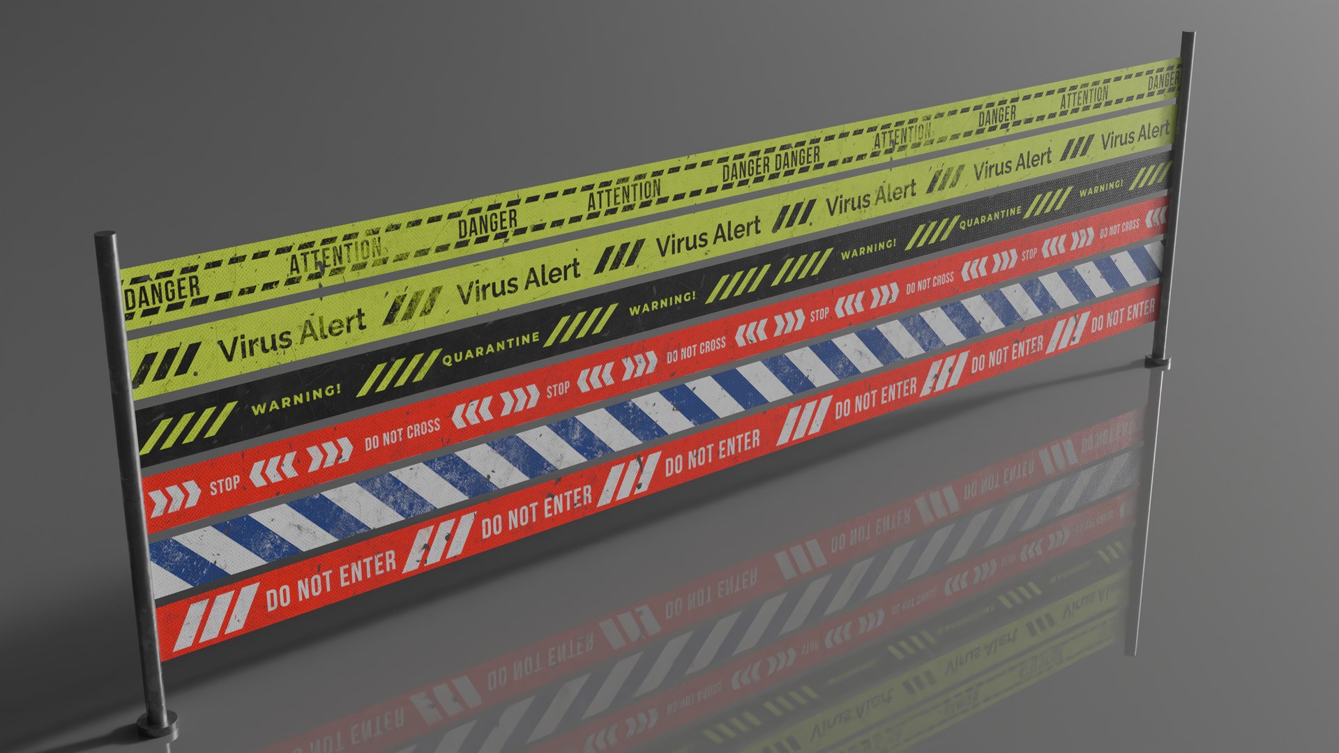 Street Traffic Barrier Set 3D Model - TurboSquid 2294935