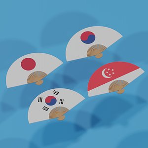 3D Asian Hand Fan Collection