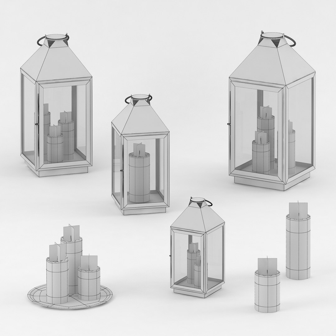 3d Model Of Candle Lamps Plate
