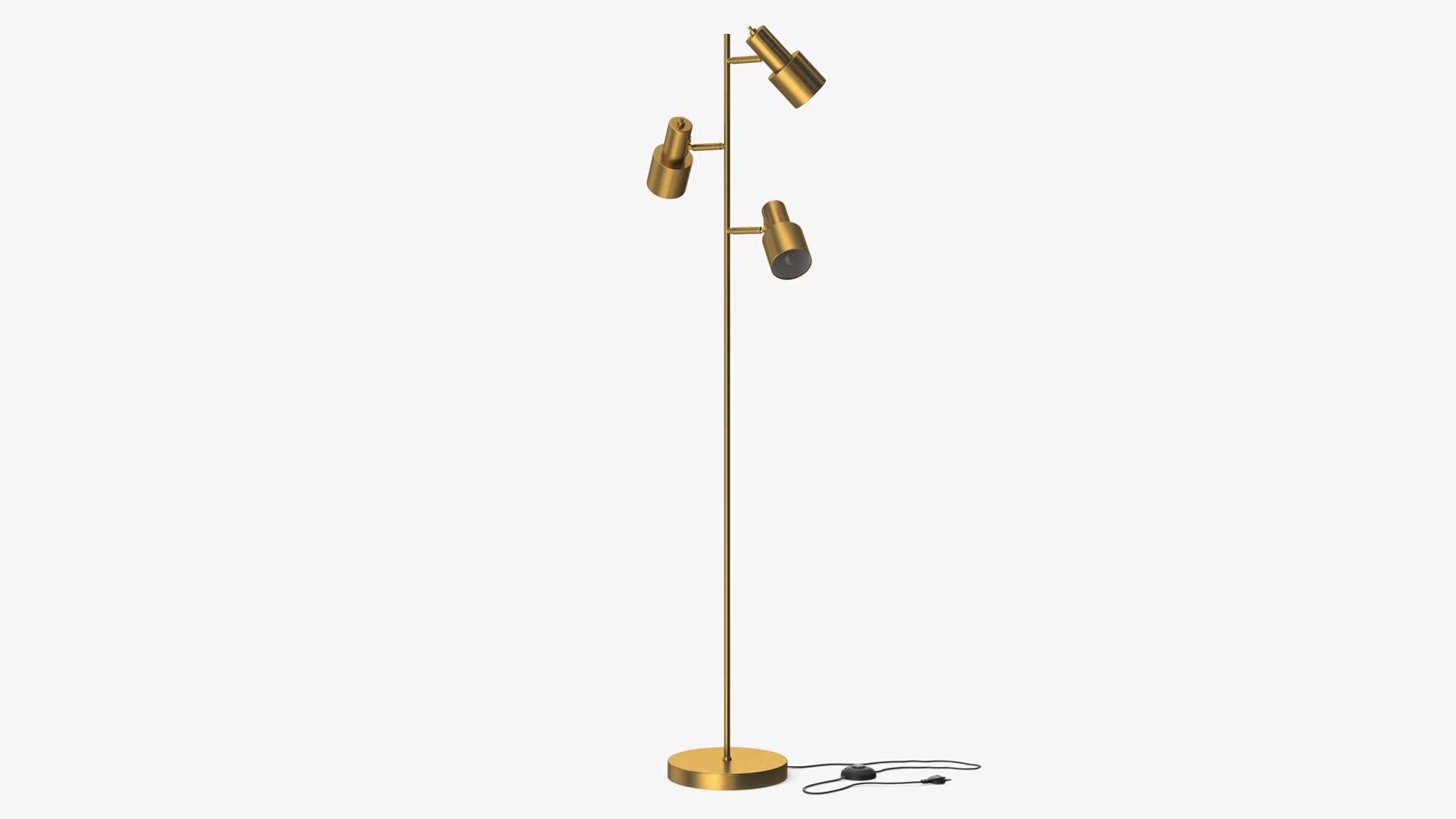 Brass Floor Lamp with Three Shades 3D model preview