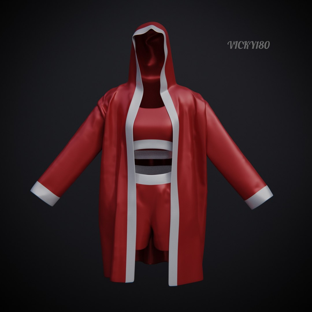 3D Female Boxer Outfit - Shorts Set and Robe - TurboSquid 1998113