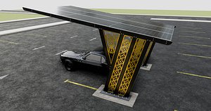 3D TRIPLE L TYPE MODERN SOLAR CARPORT TYPE-12 model