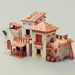 Lowpoly Mediterranean House 03 model