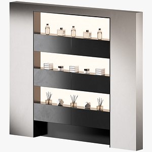 3D Display rack Built-in niche shelves with continuous lighting model