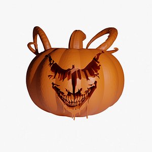 3D Set of Four Cool Faced Scary Jackolantern Pumpkins for Halloween