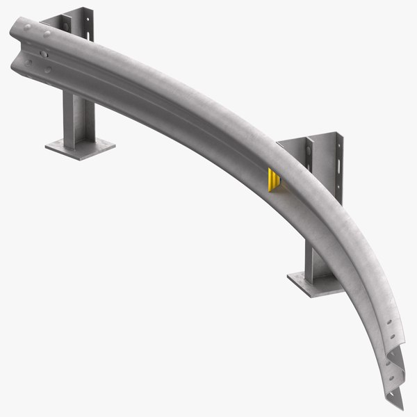 3D model Guardrail W Beam Curved L 5m Single