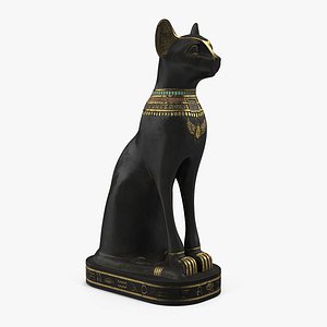 Ancient Egyptian Cat Statue Black 3D Model