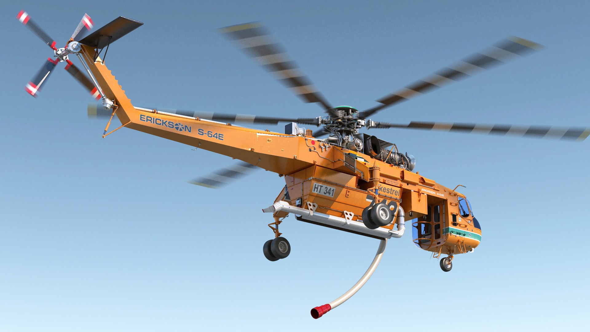 Sikorsky S-64 Skycrane Firefighting Helicopter Rigged 3D model preview