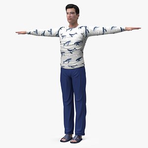 3D Asian Man Home Style Clothes T Pose model