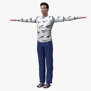 Asian Man Home Style Clothes T Pose