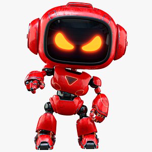 Cute Space Robot Rigged H-62 Red 3D