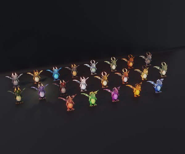 Cartoon Dragons - 20 Stylized Dragons 3D Models Pack model