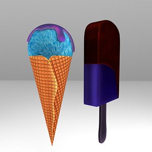 blue ice cream lolly 3D model