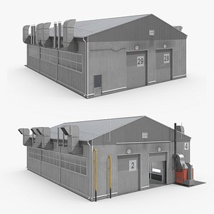Industrial Workshop Building with Interior 3D model