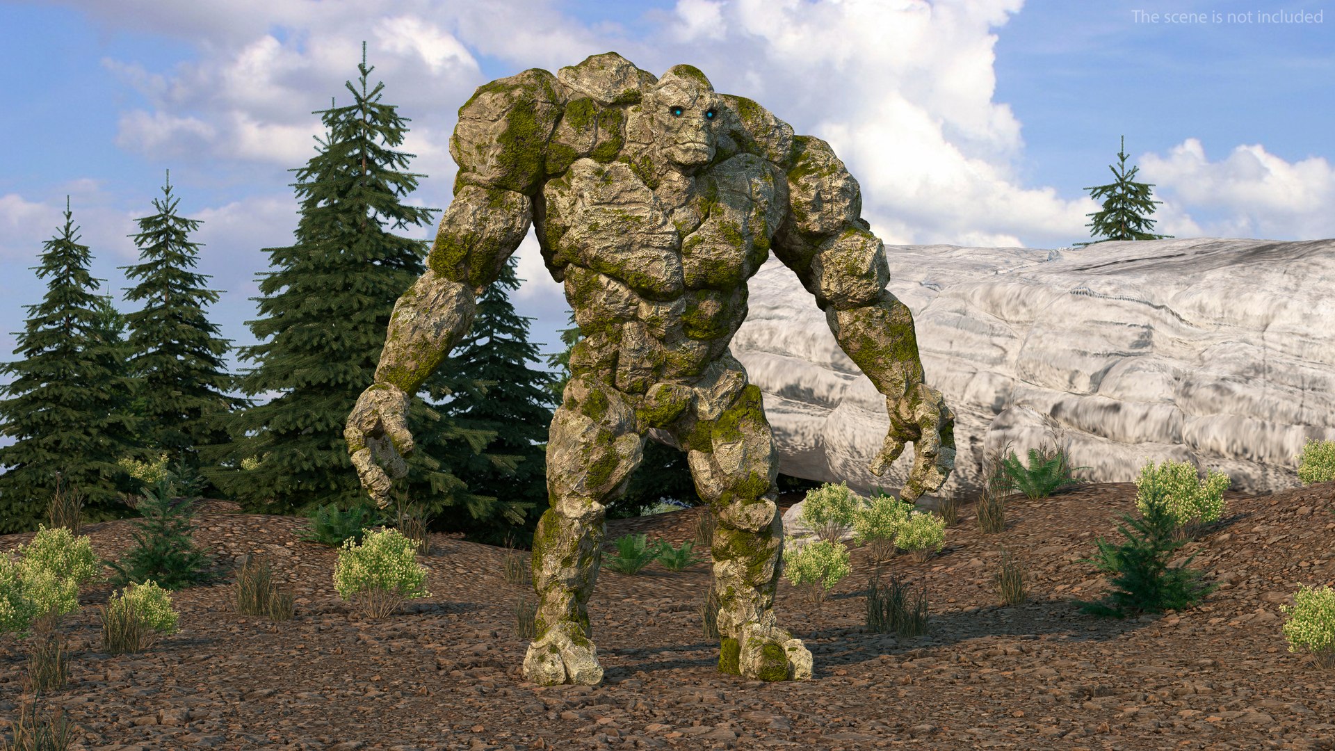 Character Stone Golem Rigged for Cinema 4D 3D model preview