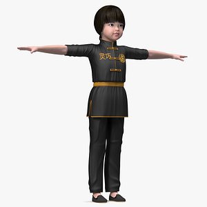 Asian Baby Girl in Kimono Rigged for Cinema 4D