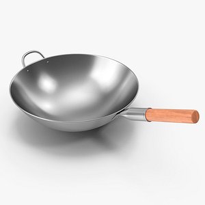 3D Wok With Wooden Handle